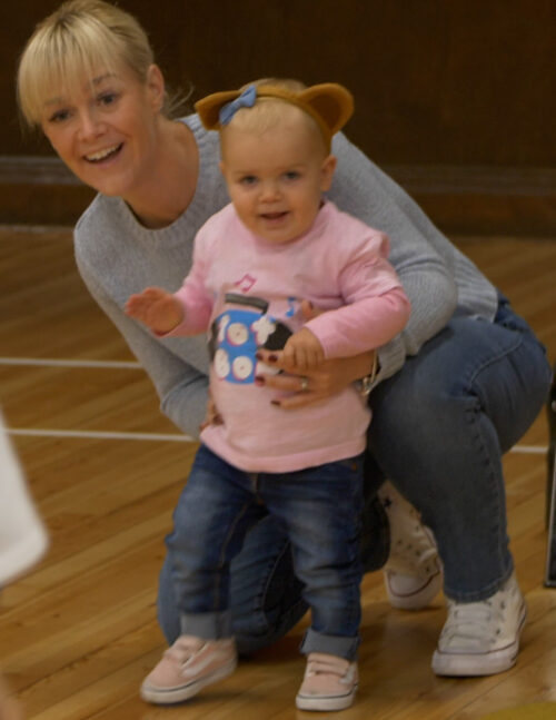 Mother with daughter at a Tot Bop dance class