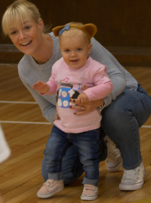 Mother with daughter at a Tot Bop dance class
